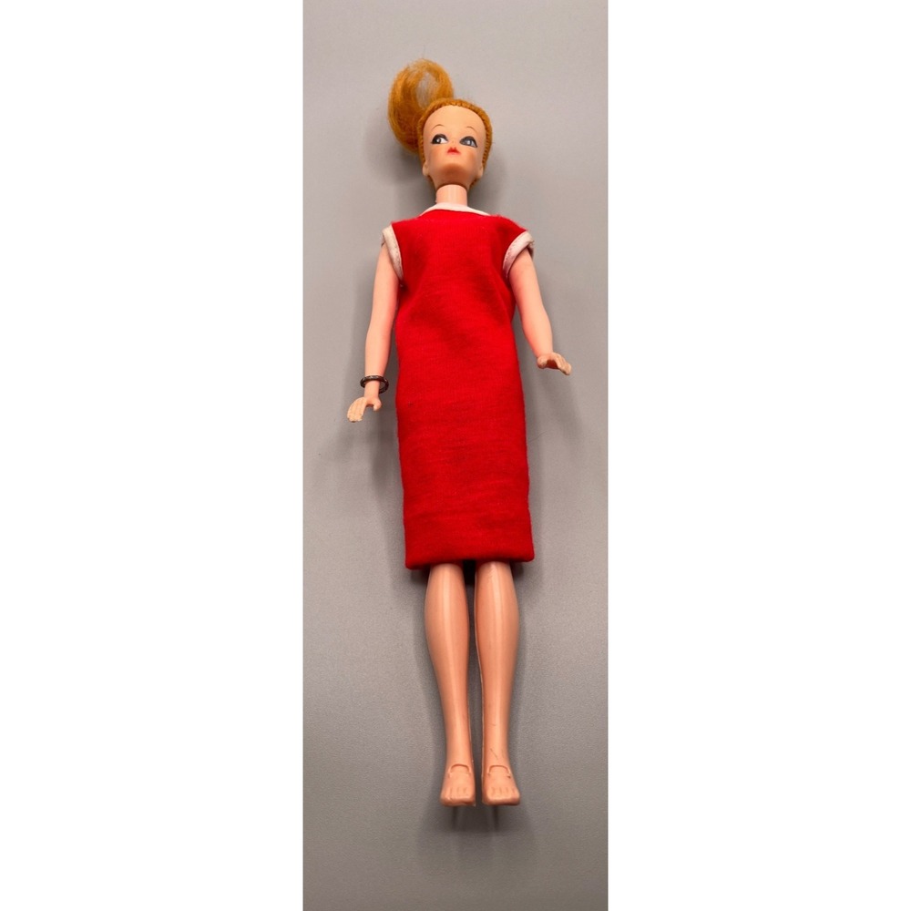 Vintage 1960s 11" Barbie Clone Doll in Original American Tressy Red Dress